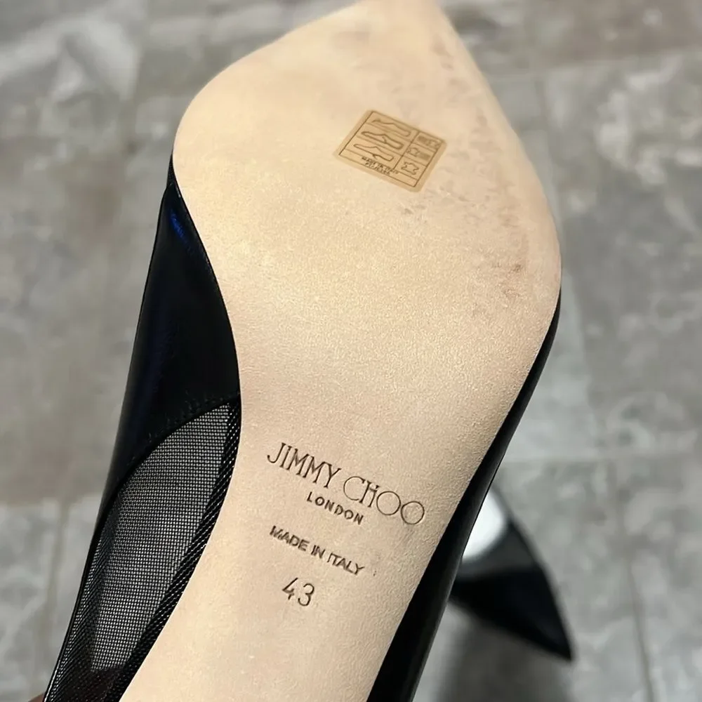 Jimmy Choo Love 85 Leather Mesh Pointed-Toe Pumps, New, Size 43 - Picture 11 of 16
